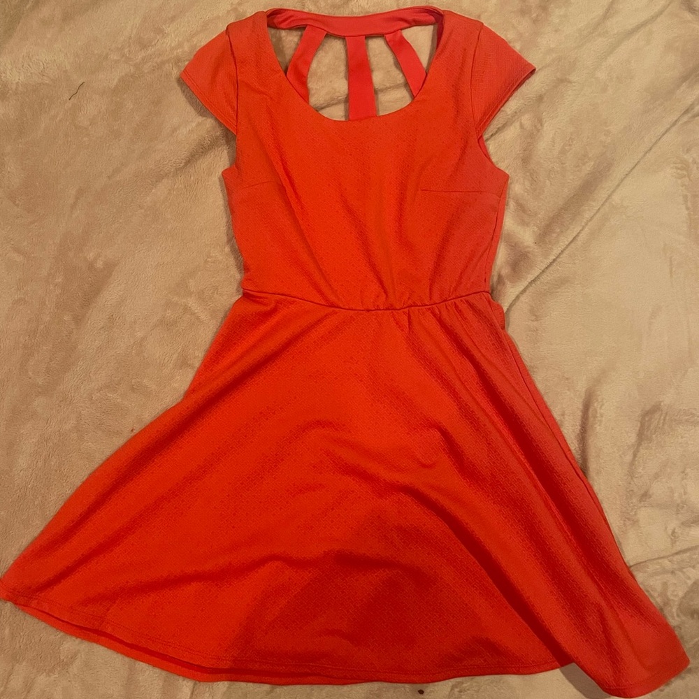 Coral Cutout back dress